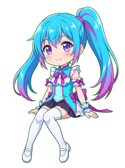 OCboard-chan mascot sitting on the showcase edge